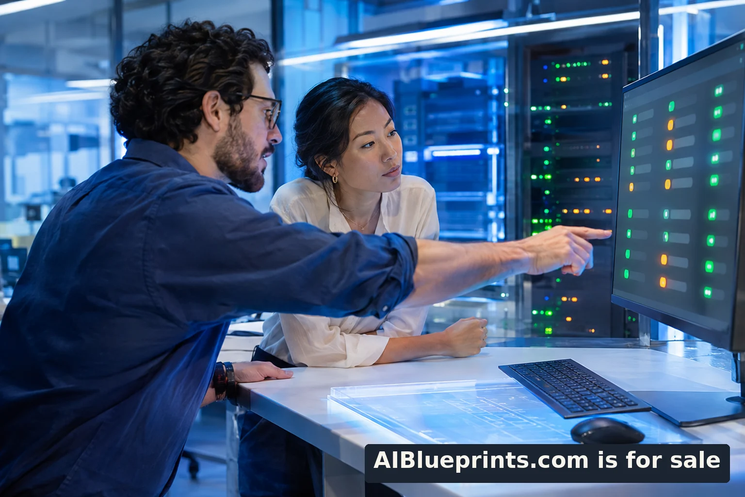 An engineering team reviewing an AI pilot at a workstation.